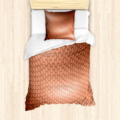 Obrázok produktu pre ABAKUHAUS Abstraktná obliečka na perinu, šesťuholníkový vzor s geometrickým potlačou s abstraktným vlnovým efektom, 135 x 200 cm + 80 x 80 cm, Pale Rust