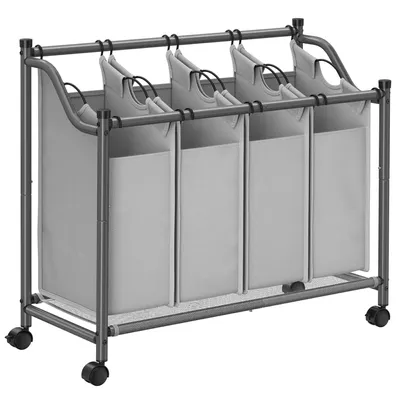 Productafbeelding van And OutdoorMatch wasmand Quentin - 4 vakken - wassorteerder - wasbox - rechthoekig - gevlochten - 97x41x81 cm