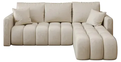 Produktbild von CORNERO Ecksofa mit schlaffunktion GARDA rechts beige Velours Monolith 2 - Schlaffunktion, Bettkasten