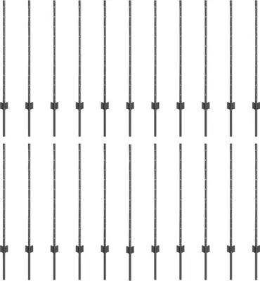 Image de vidaXL Poteaux de clôture à enfoncer, 22 pièces, gris, 140 cm