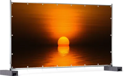 Produktbild von Wallario XXL Outdoor-Poster für Garten oder Balkon, Motiv Sonnenuntergang über dem Wasser II, in ca. 340 x 173 cm
