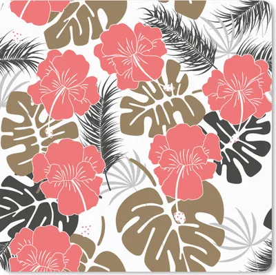 Produktbild von MuchoWow® Mauspad Mousepad Exotische Pflanzen - Muster - Hawaii 20x20 cm - Mousepads - Maus Mat - Pad - Mausunterlage - Desk Mat - Bureauartikeln