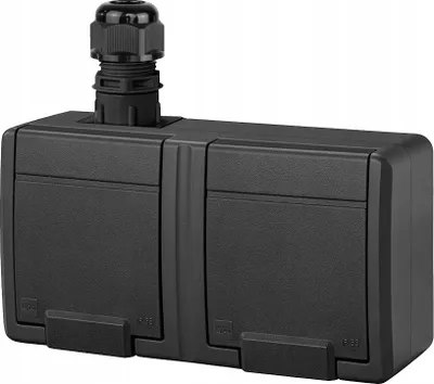 Immagine prodotto di Elektro-Plast | Presa Doppia - Antracite - IP65 - Ermetica - Ideale Per Giardino