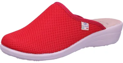 Produktbild von Fly Flot Damen Hausschuh Pantoffel Keilabsatz Mesh farbenfroh 330057, Größe:39 EU, Farbe:Rot