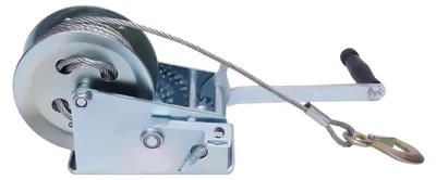 Image de Treuil à manivelle, capacité de charge de 1 500 kg, en acier, rapports de transmission 4:1 et 8:1, longueur de câble de 15 m, compatible avec les remorques et les bateaux