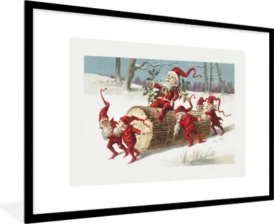 Produktbild von MuchoWow® Gerahmtes Poster Weihnachten - Baum - Schnee 90x60 cm - Poster mit Schwarzem Bilderrahmen Wandposter Rahmen Foto Bilder - Wanddekoration - Fotos