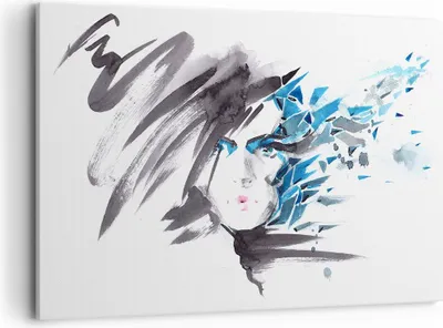 Produktbild von Bild auf Leinwand - Leinwandbild - Frau Gesicht Illustration Make-up - 120x80cm - Wand Bild - Wanddeko - Leinwanddruck - Bilder - Kunstdruck - Leinwand bilder - Wandkunst - AA120x80-3020