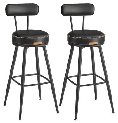 Image de VASAGLE, ensemble de 2 tabourets de bar, revêtus de similicuir, hauteur de 101,3 cm, montage facile