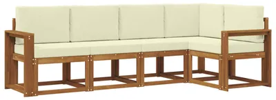 Produktbild von vidaXL Outdoor-Sofagarnitur 5 stk. Natur und Creme