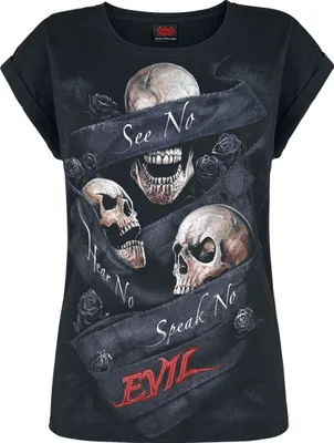 Produktbild von Spiral T-Shirt Damen See No Evil schwarz Gothic, Rockwear 100% Baumwolle XXL