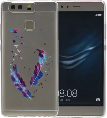 Produktbild von Henna Cover für Huawei P9 Plus Case Schutz Hülle Silikon Federn Bunt