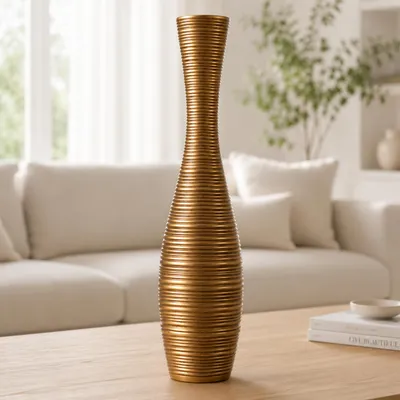 Produktbild von Leewadee Bodenvase 50 cm - Hohe Polyresin Deko für Pampasgras
