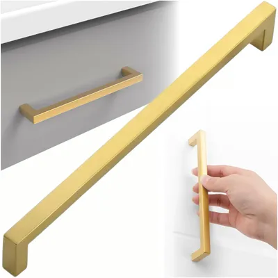 Obrázok produktu pre Nábytková úchytka 320 mm, lesklá zlatá, zinková zliatina, hranatá