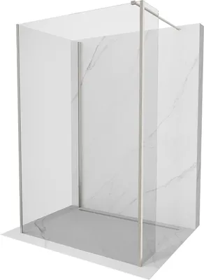 Image de Mexen Kioto Paroi de douche Walk-in 135 x 90 x 30 cm, transparent, nickel brossé - 800-135-090-221-97-00-030