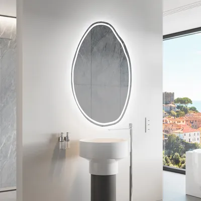 Obrázok produktu pre Moderne Ozdobne Nepravidelné zrkadla na stenu s podsvietenim LED 64 x 94 cm | Farba LED: Biela studená 7000K | GRU223