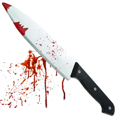 Immagine prodotto di Coltello finto di circa 34 cm accessorio con sangue - per Halloween e carnevale - - Ingannevolmente reale per costumi horror