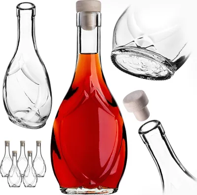 Image de KADAX Bouteilles vides en verre 250ml, 5 pièces, Bouteilles à liqueur avec bouchon, Bouteilles à remplir de liqueur, de vin et d'eau-de-vie, Bouteilles décoratives, Bouteilles à vin en verre