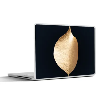 Produktbild von MuchoWow® Laptop Aufkleber Sticker Cover Blätter - Gold - Schwarz - Pflanzen - Luxus 31x22.5 cm - Laptop-Deko