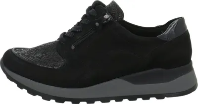Produktbild von WALDLÄUFER Hiroko-Soft Damen Leder Sneakers schwarz, Extra Weite H, OrthoTritt Einlage