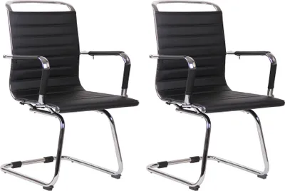 Produktbild von CLP 2er Set Besucherstühle Balve mit Gestell aus Metall in Chromoptik schwarz Material Kunstleder