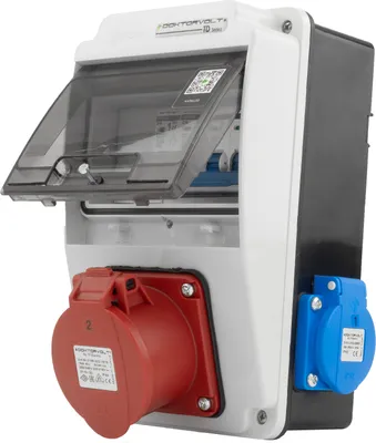 Produktbild von Wandverteiler XS-S 16A 2x230V IP44 Stromverteiler Komplett Verdrahtet Doktorvolt DV-5107-D