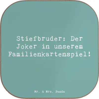 Produktbild von Mr. & Mrs. Panda Tischuntersetzer Spruch Stiefbruder Joker - Meeresbrise - Geschenk, Stiefgeschwister, Familiengeschenke, Verwandte, gläseruntersetzer, Coaster, Spaß