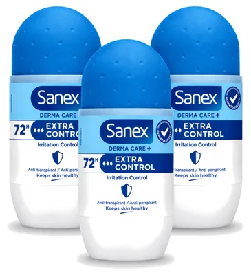 Imagen del producto de 3 unidades de Sanex Deo Roll-on Dermo Extra Control - 53 ml - Paquete económico