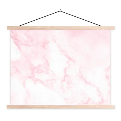 Produktbild von MuchoWow® Textilposter Marmor - Weiß - Rosa - Chic - Marmoroptik 120x90 cm mit holzfarbenen Rahmen - Magnetisch