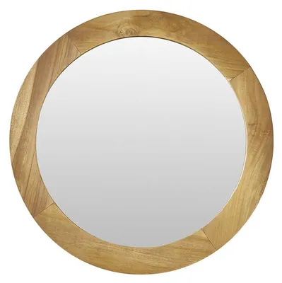Produktbild von Runder Teakholz-Spiegel, Ø 50 cm, 5 cm Tiefe, feuchtigkeitsresistent