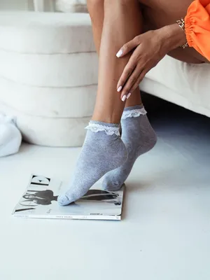Produktbild von Spitzensocken Milena grau 75% Baumwolle für Frauen 37-41
