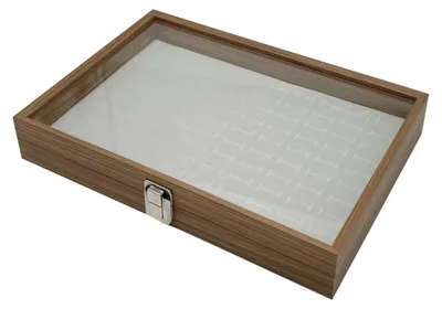 Obrázek produktu pro Dřevěný podnos s 100 výklenky a skleněným víkem