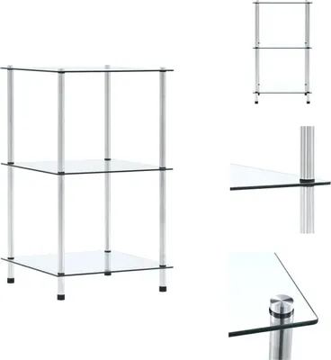 Immagine prodotto di vidaXL Scaffale a 3 ripiani trasparente 40x40x67 cm in vetro temperato - Librerie & Librerie