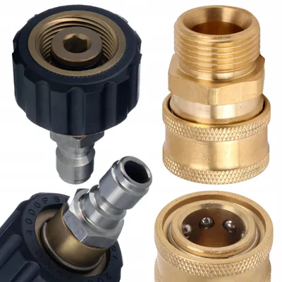 Produktbild von Drehbarer Adapter M22x1,5 Innengewinde auf 3/8 Schnellkupplung Hochdruckreiniger – Edelstahl Messing Set | 4000 PSI 275 bar