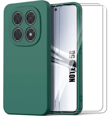 Image de Coque + 2 Verres Trempés pour Xiaomi Redmi Note 15 5G/4G, Protection Silicone Anti-Rayure - Vert Nuit
