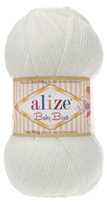100g Strickgarn ALIZE Baby Best 450 perlweiß Babywolle
