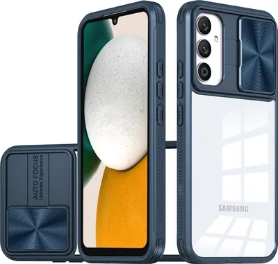 Immagine prodotto di Custodia per Samsung Galaxy A34 Custodia ibrida in TPU trasparente con cover fotocamera scorrevole blu