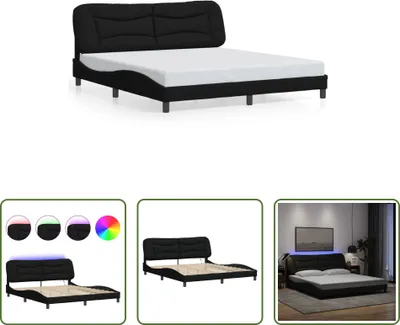 Produktbild von The Living Store Bettgestell mit LED Schwarz 180x200 cm Stoff