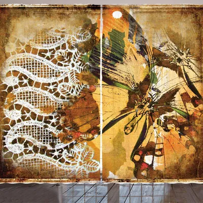 Produktbild von ARANDE Jahrgang Gardine, Grunge Grafik der Spitze Blick-aufwändig mit Makro-Schmetterlings-Entwürfen, 280 x 175 cm, Mehrfarbig