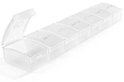 Productafbeelding van Tablettenbox voor 7 dagen, BPA-vrij, draagbaar, voor medicijnen en vitamines, zwart