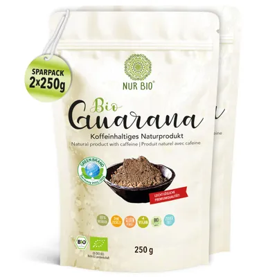 Produktbild von NUR BIO Bio Guarana Pulver Kaffeealternative natürliches Koffein 2x250g