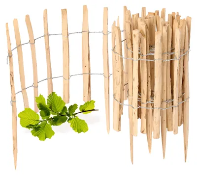 Produktbild von Gartenzaun zum Stecken aus Haselnüsse Zaun Garten Staketenzaun Beeteinfassung Holz GD-0156 (1 Stück, 50 cm x 500 cm)