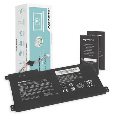 A laptop battery and its packaging are displayed on a white background.