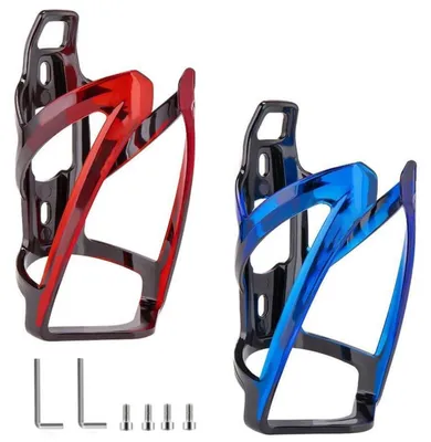 Productafbeelding van Fietshouder, 2-delig, ultralicht, kunststof, voor mountainbike of racefiets, rood en blauw