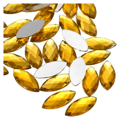 Produktbild von 50 Stück Navette Strasssteine in Goldgelb, 20 x 9 mm, Glitzersteine für Bastelarbeiten und Rhinestones, geeignet für DIY-Projekte, Perlen, Hochzeiten, Partys, Kostüme und Schmuckherstellung