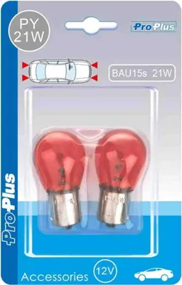 Image de Ampoule de voiture 12V 21W BAU15s orange 2 pièces sous blister