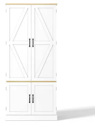 Produktbild von Küchenschränke, Hochschränke und Aufbewahrungsschränke mit Bewegungssensor, verstellbaren Einlegeböden, Ablagen an den Türen und Schubladen, geeignet für Küche, Esszimmer und Wohnzimmer, weiß