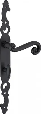 Image de Ensemble de poignées pour porte intérieure Coq à condamnation, carré 7mm, entr'axes 195mm, laqué noir - THIRARD