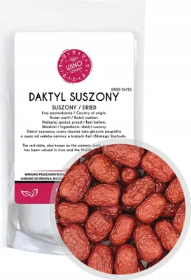 Zdjęcie produktu dla Suszone owoce jujuby – 100 g, wegańskie i bezglutenowe