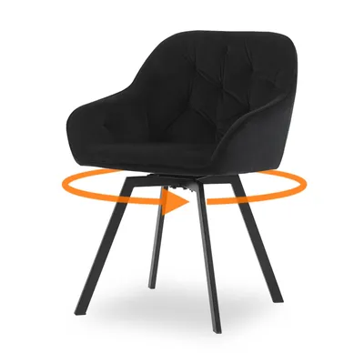 Image de CLIPOP Chaise de salle à manger, set de 1 chaise pivotante, velours rembourré Chaise lounge avec accoudoirs,Noir
