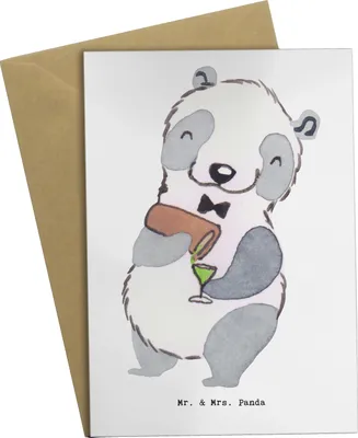 Produktbild von Mr. & Mrs. Panda Grußkarte Barkeeper Herz - Weiß - Geschenk, Gentleman, Party, Ausbildung, hochzeitskarten, Grußkarten, einladungskarten, Cocktail, Bartender, Kurs